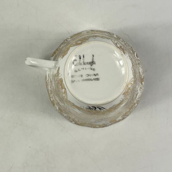 Colclough England Genuine Bone China Teacup Saucer Set Black Gold Floral Pattern - Picture 7 of 16